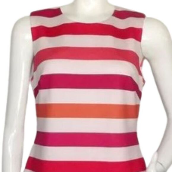 CALVIN KLEIN Dress, 10, Multicolor Stripes, Sleeveless, Neoprene Scuba - Picture 2 of 12